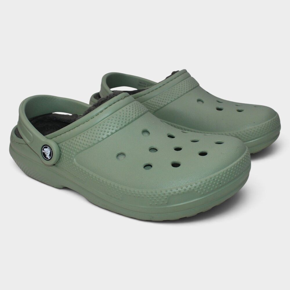 Crocs Classic Lined Clog Sage Green Faux Fur Mens 7 Womens 9 Shoes 203591
